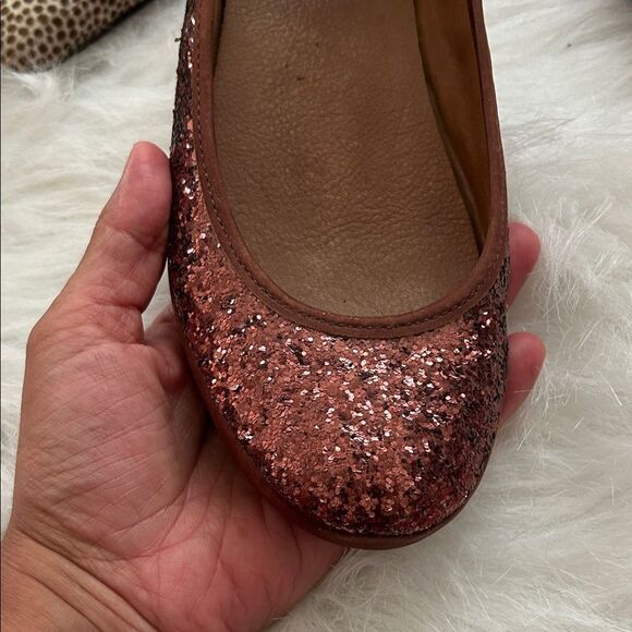 UGG Women's Pink Glitter and Tan Snakeskin Flats 6.5 - Picture 5 of 8